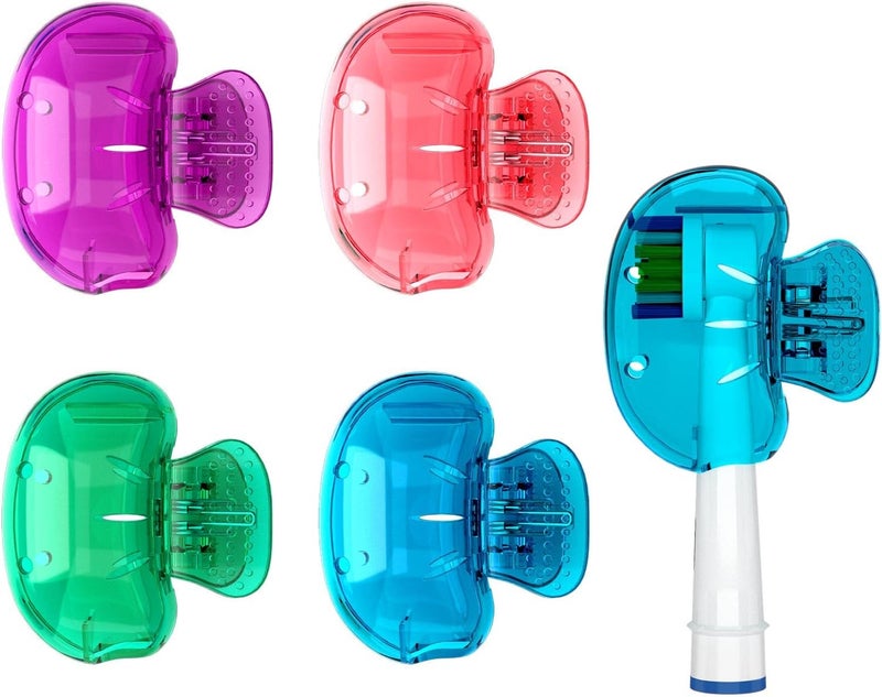 Nincha 4-Pack Multicolor Toothbrush Head Covers - Universal Clip-On Protector for Manual & Electric Brushes - Travel-Friendly Hygienic Dust Guard - Suitable for Kids & Adults (Blue, Green,Purple,Pink) - Image 1